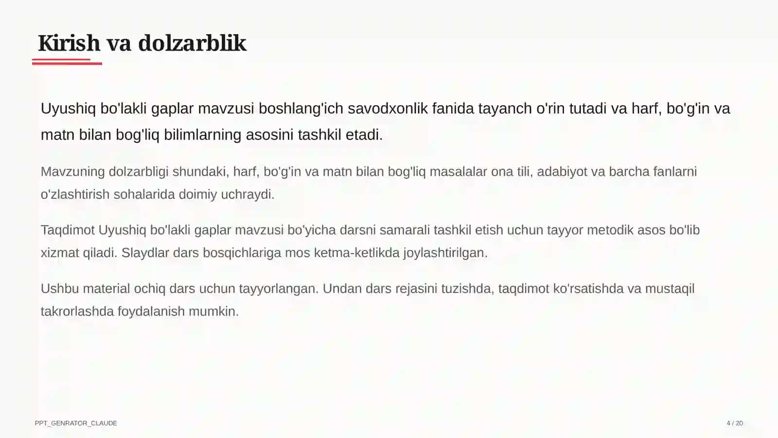 Uyushiq bo'lakli gaplar (4-sinf) 4