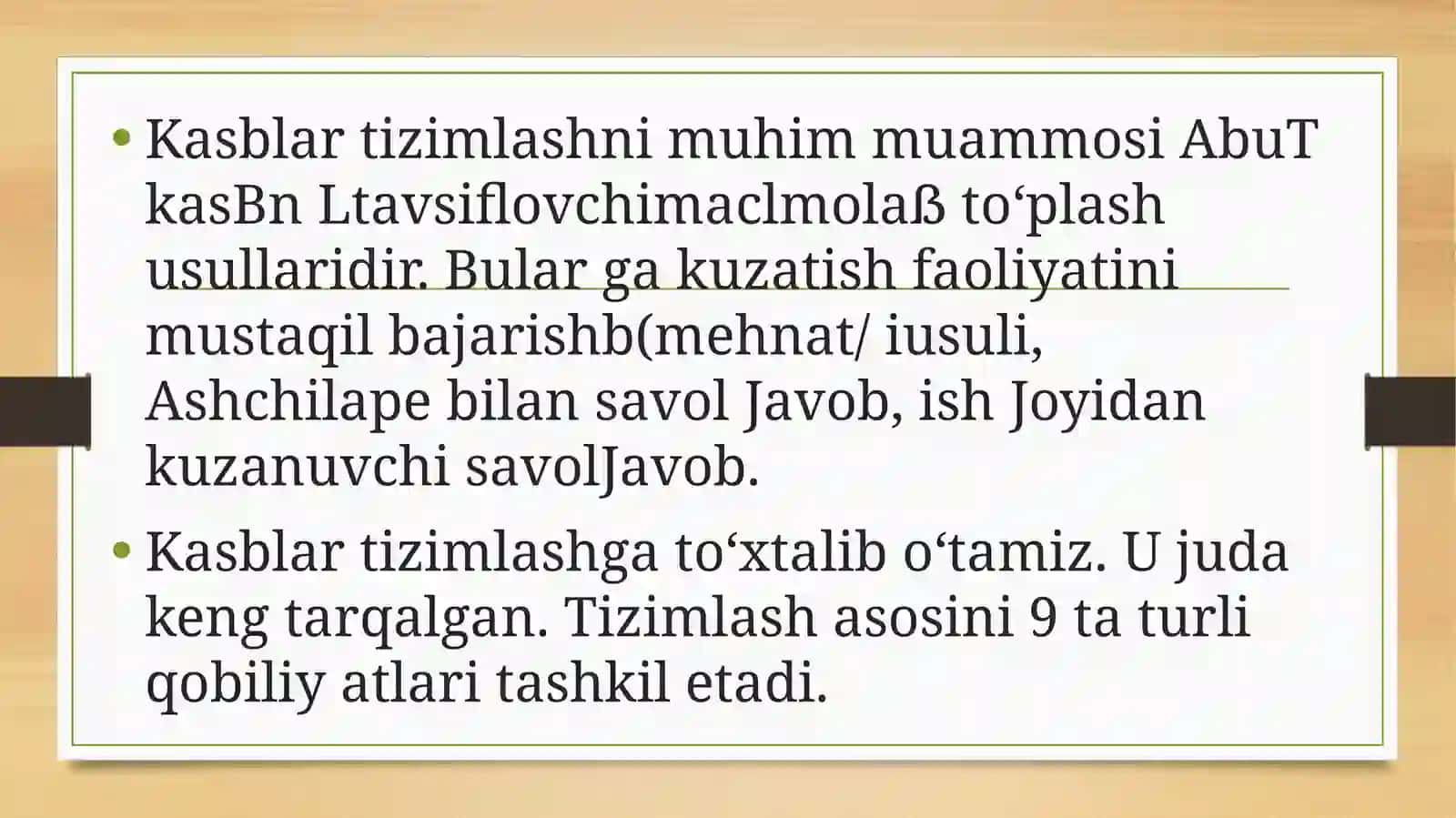Kasblar va ularning klassifikatsiyasi hamda professiografiya mehnat psixologiyasining asosiy tushunchalari hisoblanadi 4