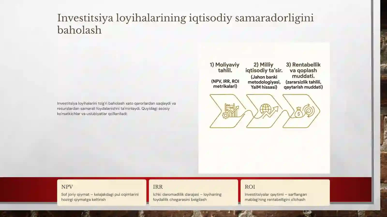 Investitsiyalarni jalb etish va ulardan foydalanishning iqtisodiy samaradorligi 4