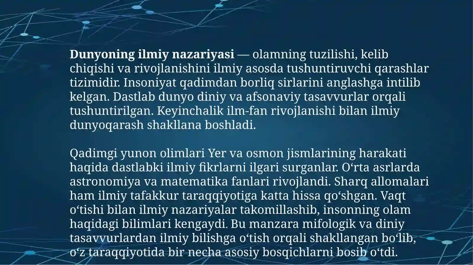 Dunyoning ilmiy nazariyasi 4