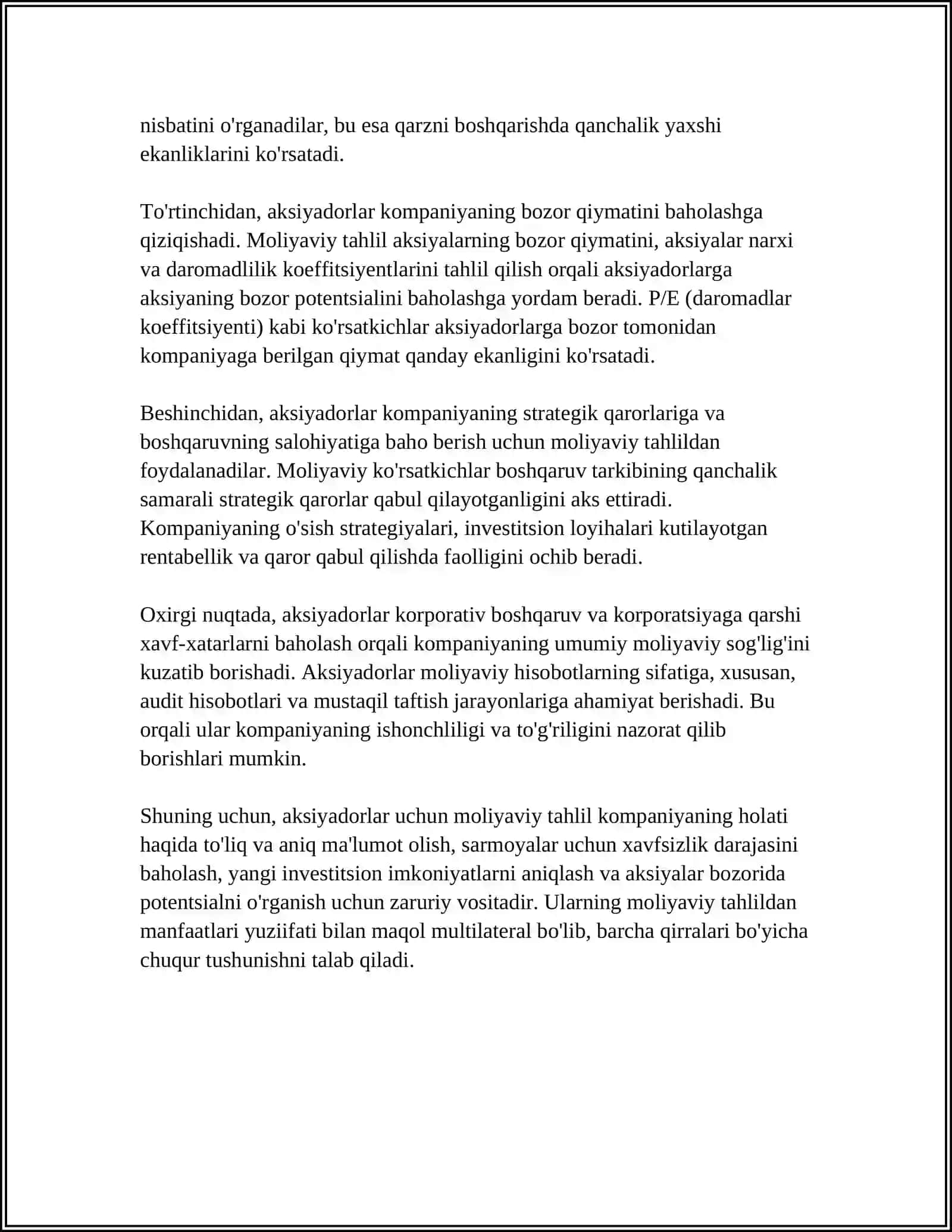 Moliyaviy tahlilning subyektlari va ularning manfaatlari 4