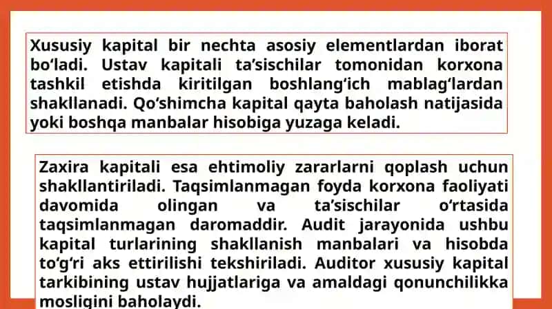 Xususiy kapital shakllanishi va ta’sischilar bilan hisoblashishlar auditi 4