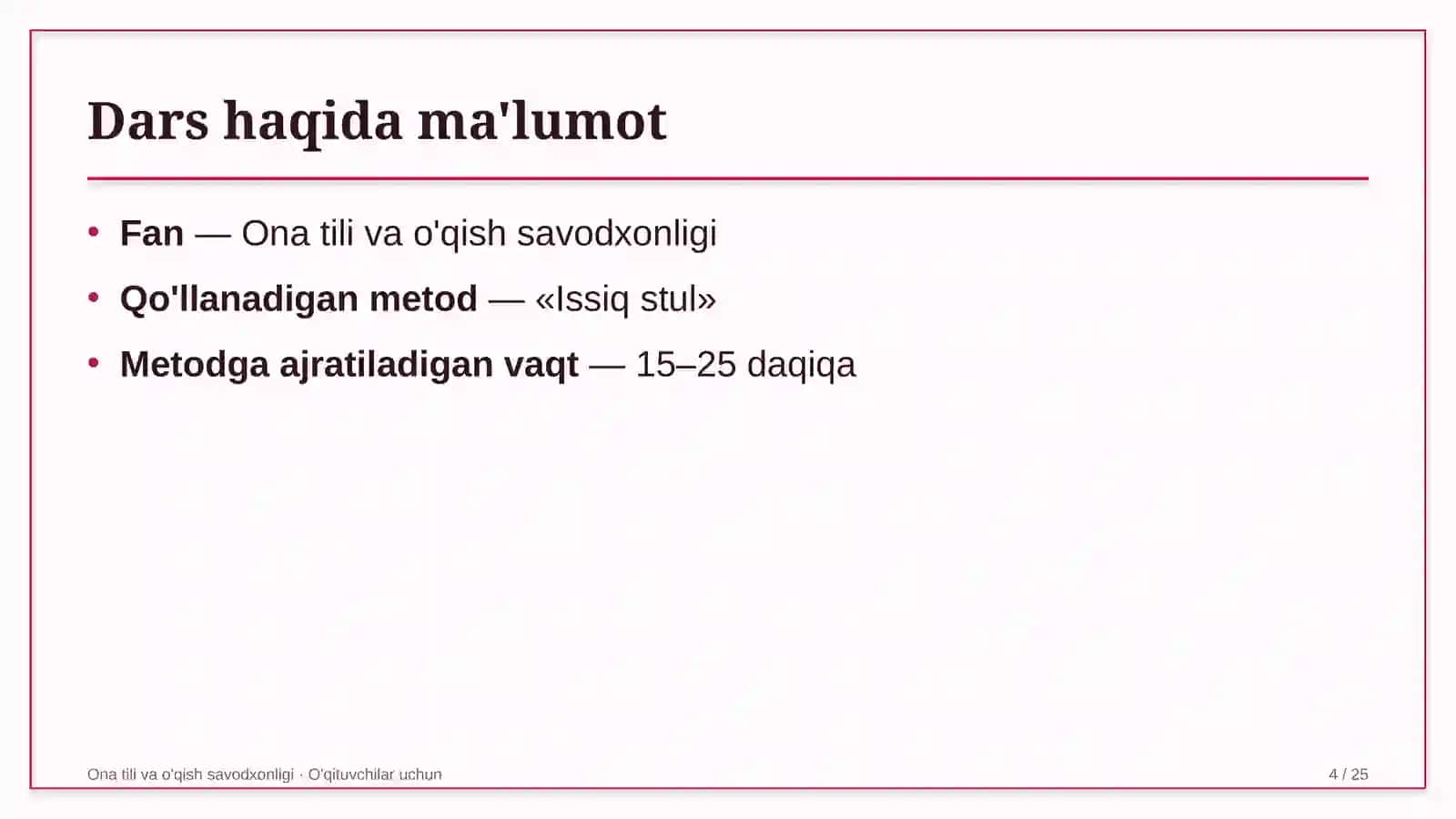 ona tili va o'qish savodxonligi darslarida issiq stul metodidan foydalanish 1778 4