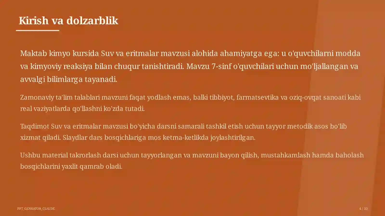 Kimyo (7–11) — takrorlash darsi uchun 4