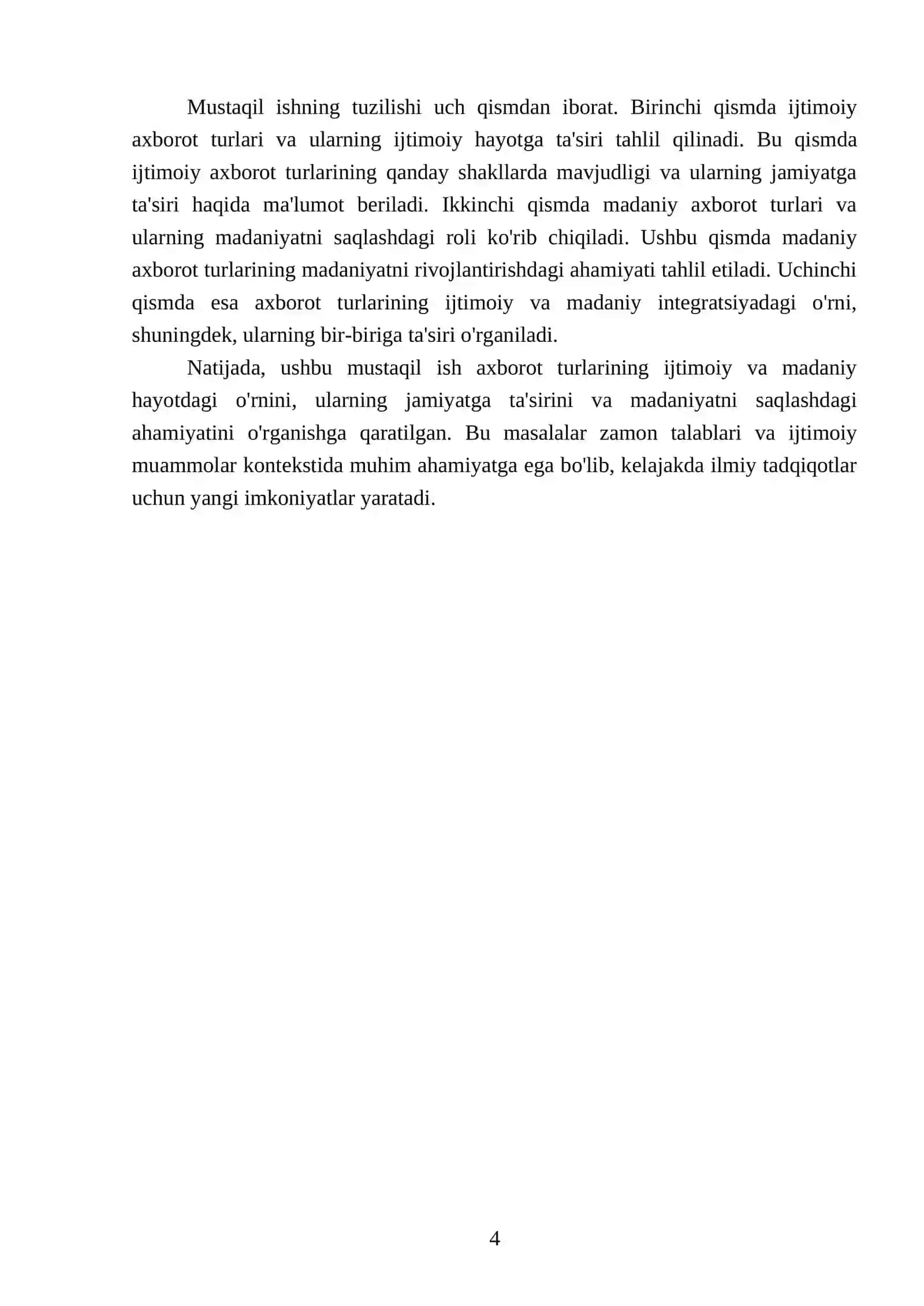 Media Savodxonlik fanidan tayyorlagan mustaqil ishi 4