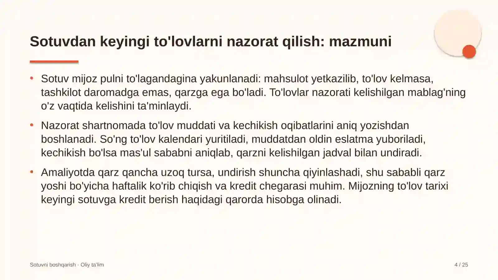 Bolalar musiqa va san'at maktablarida sotuvdan keyingi to'lovlarni nazorat qilish 4