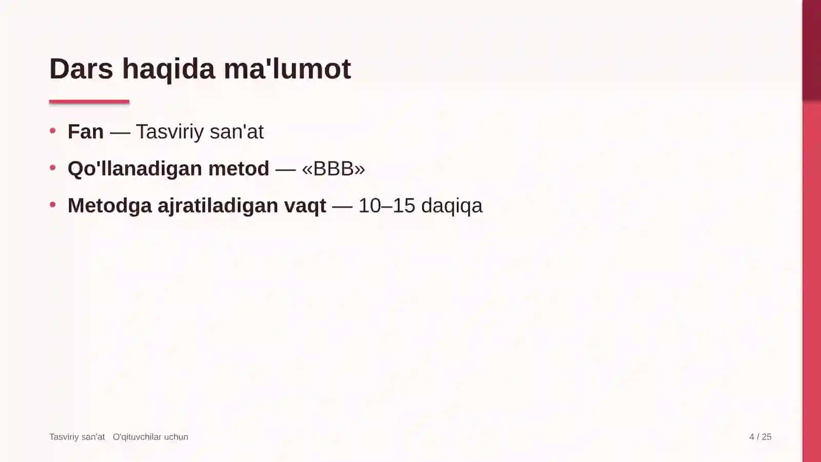 tasviriy san'at darslarida bbb metodidan foydalanish 8178 4
