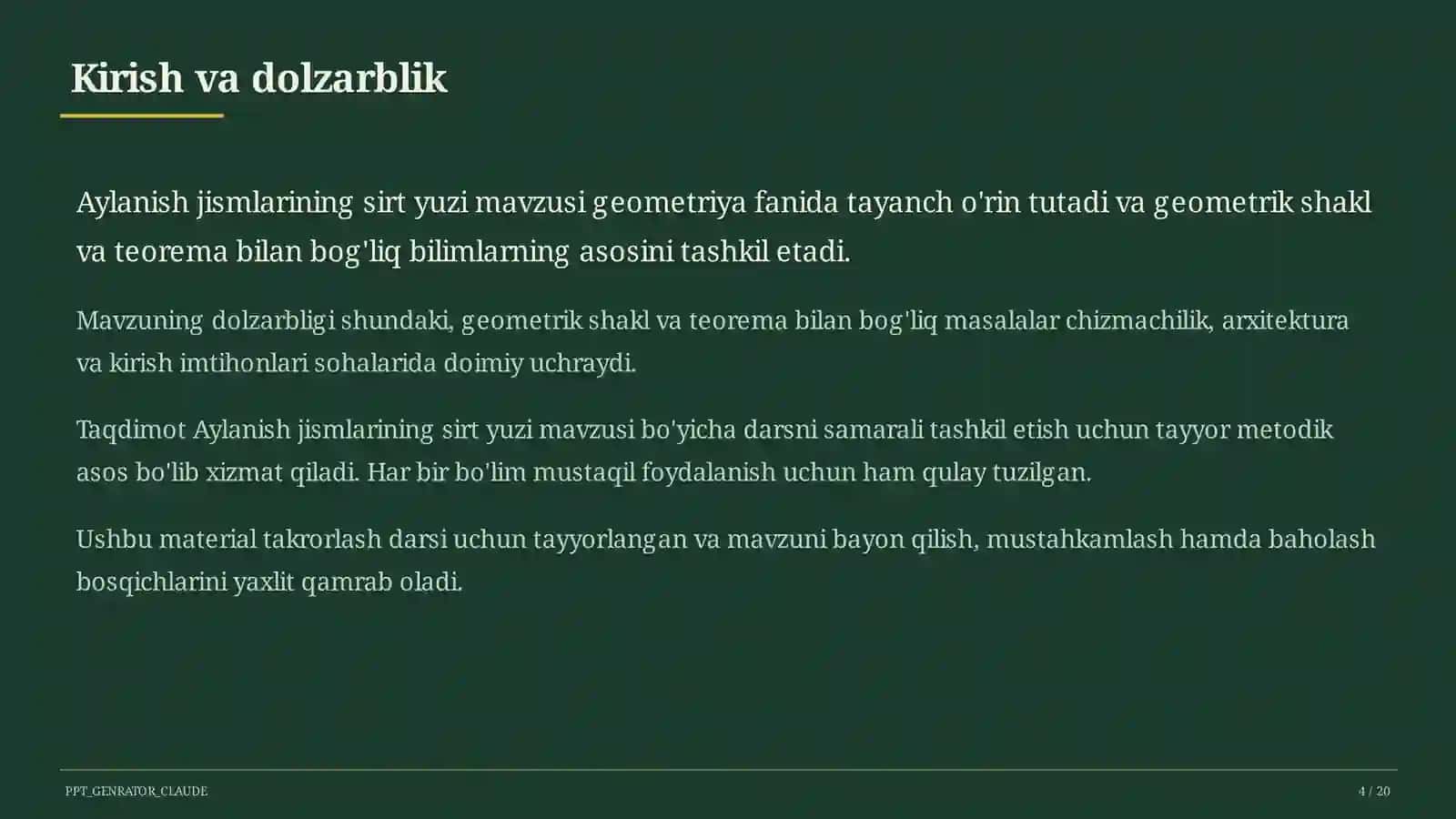 Geometriya (7– 11) — takrorlash darsi uchun 4
