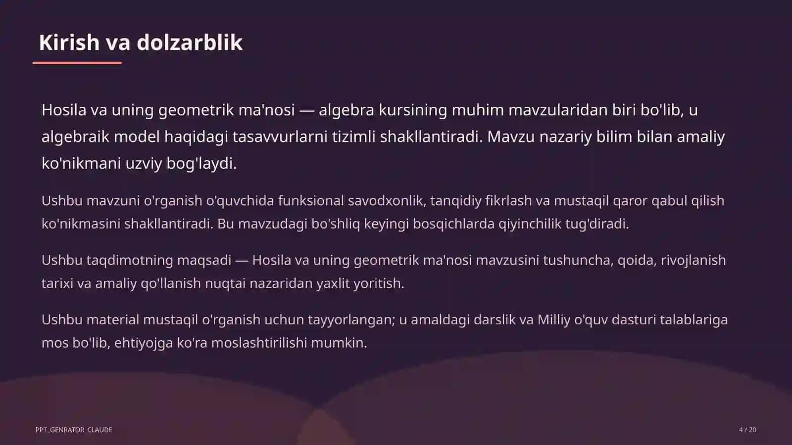 Hosila va uning geometrik ma'nosi (11-sinf) 4