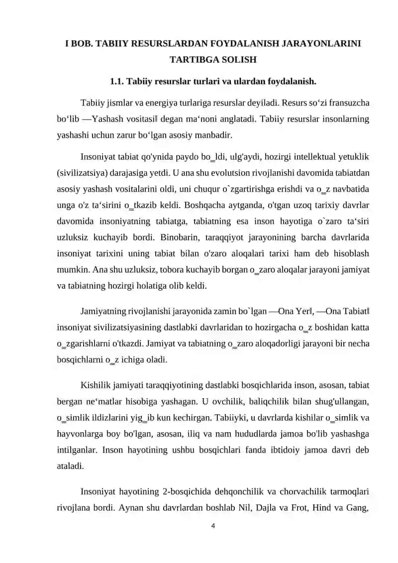 Tabiiy resurslardan foydalanish jarayonlarini tartiblash va davlatning ekologiya 4