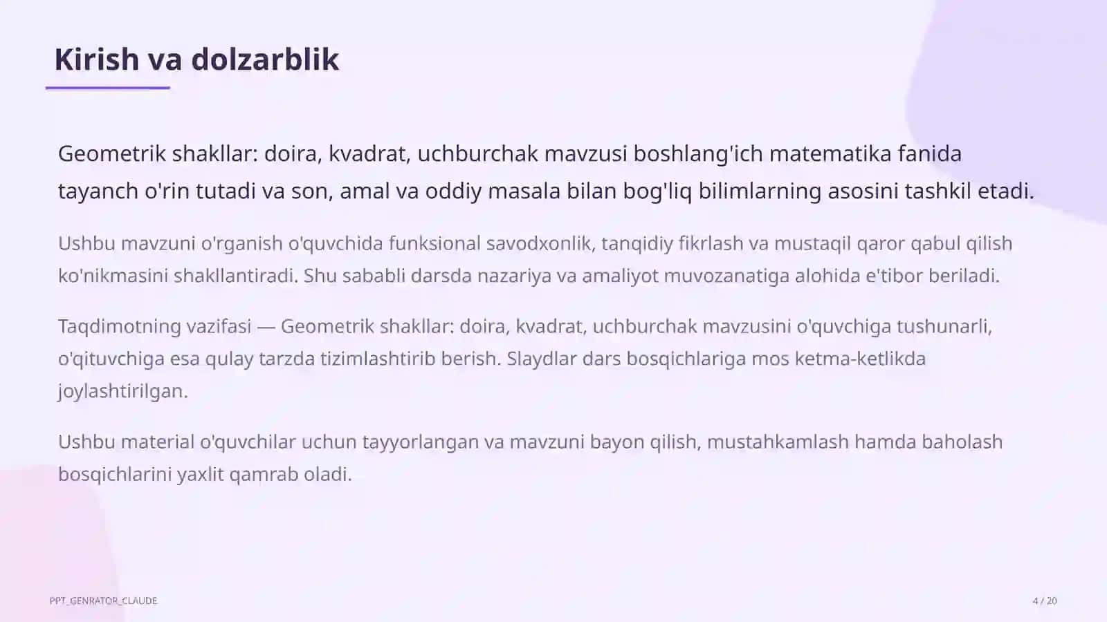 Geometrik shakllar: doira, kvadrat, uchburchak (1-sinf) 4