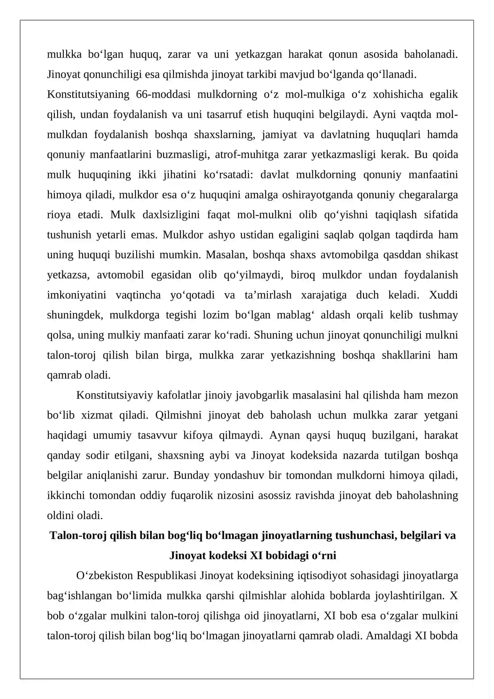 Oʻzgalar mulkini talon-toroj qilish bilan bogʻliq boʻlmagan jinoyatlar 4