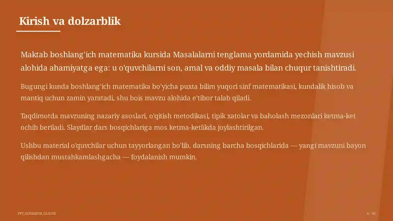 Masalalarni tenglama yordamida yechish (3-sinf) 4