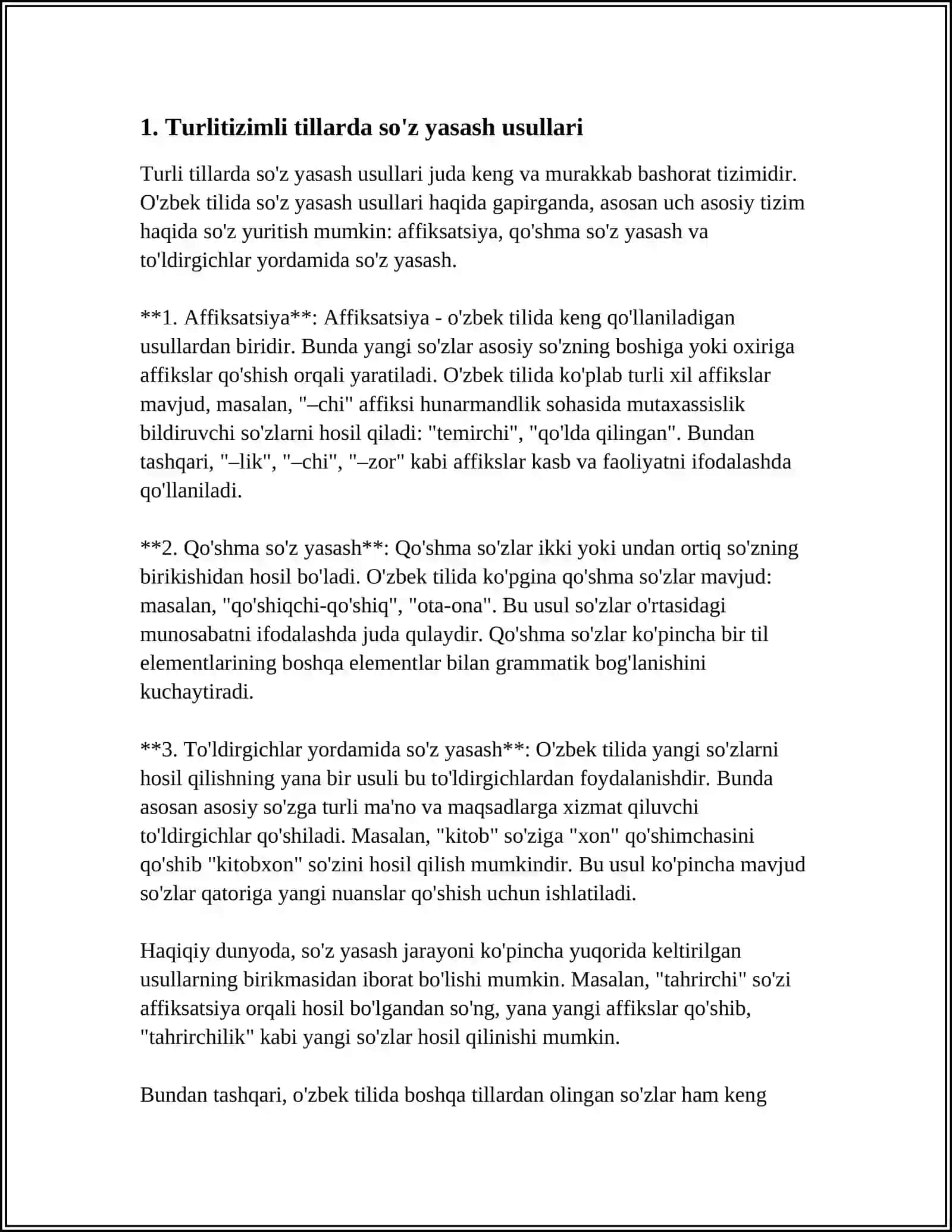 Turli tizimli tillarda so'z yasash usullari 4