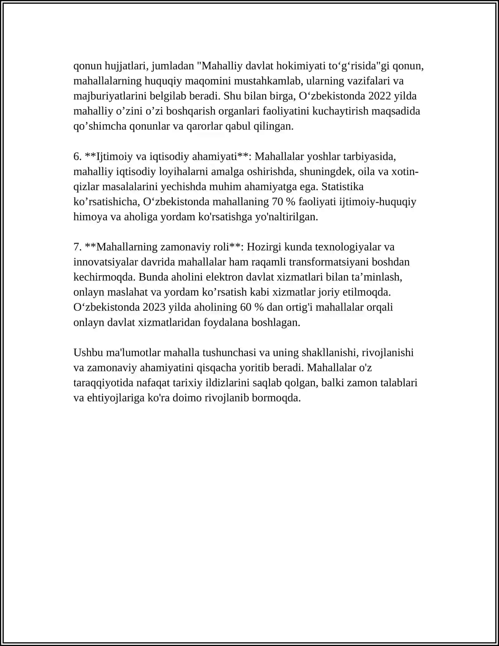MAHALLANING PAYDO BO'LISHI TARIXIDAN. MAHALLANING IJTIMOIY PEDAGOGIK O'RNI 4