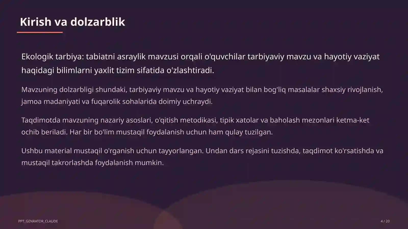 Ekologik tarbiya: tabiatni asraylik 4