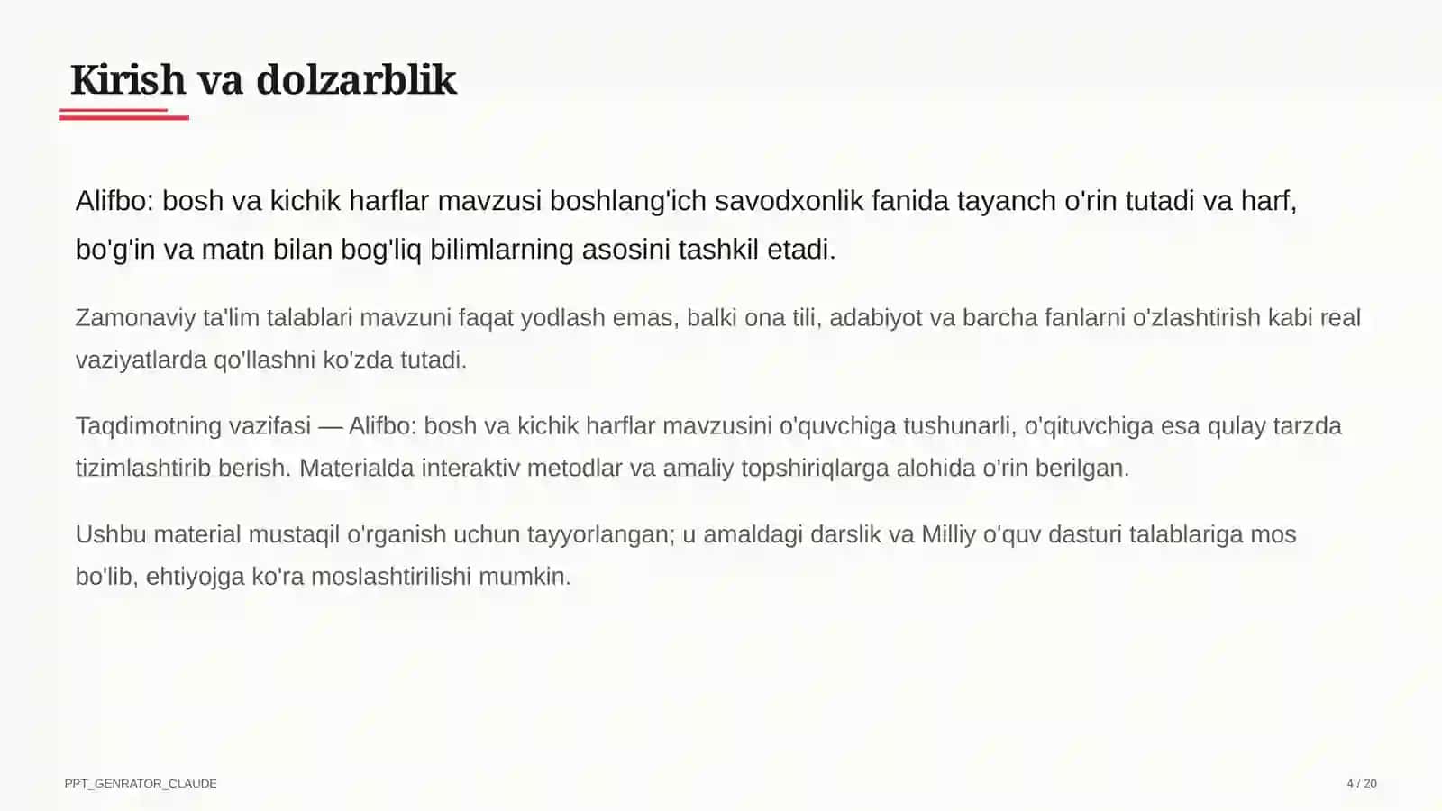 Alifbo: bosh va kichik harflar (1-sinf) 4