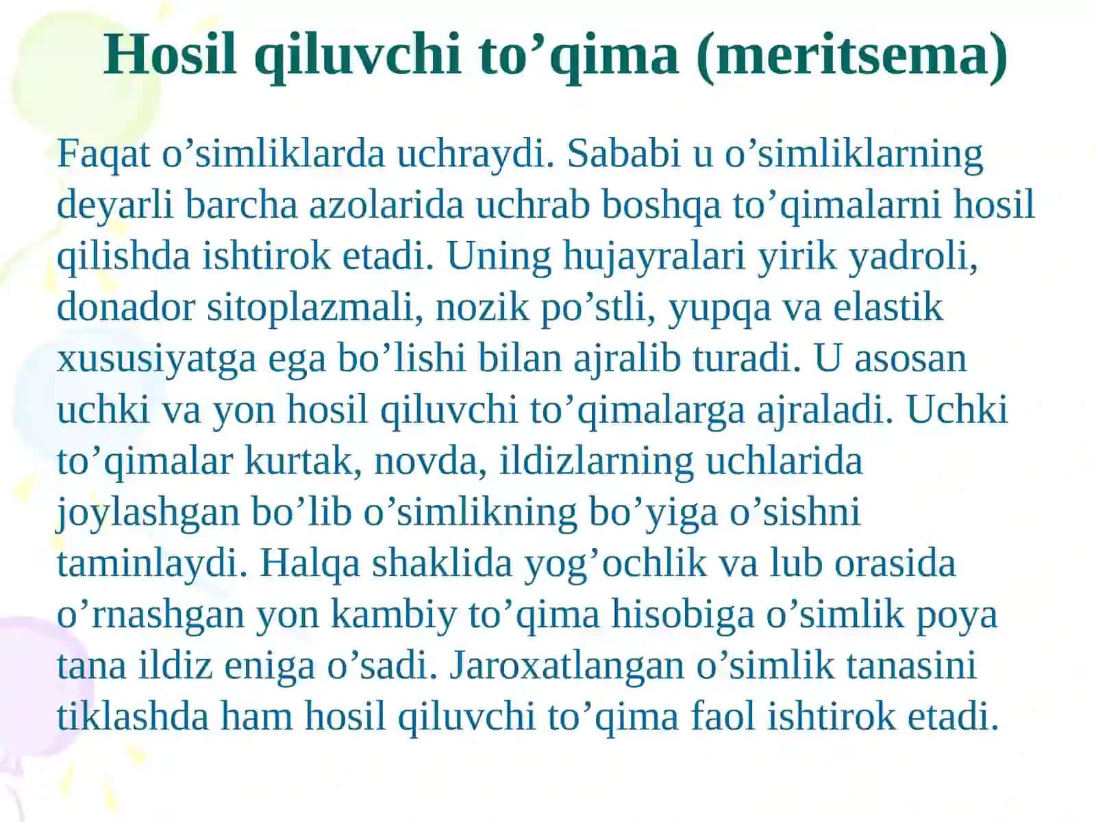 O’simlik gistalogiya asoslari 4