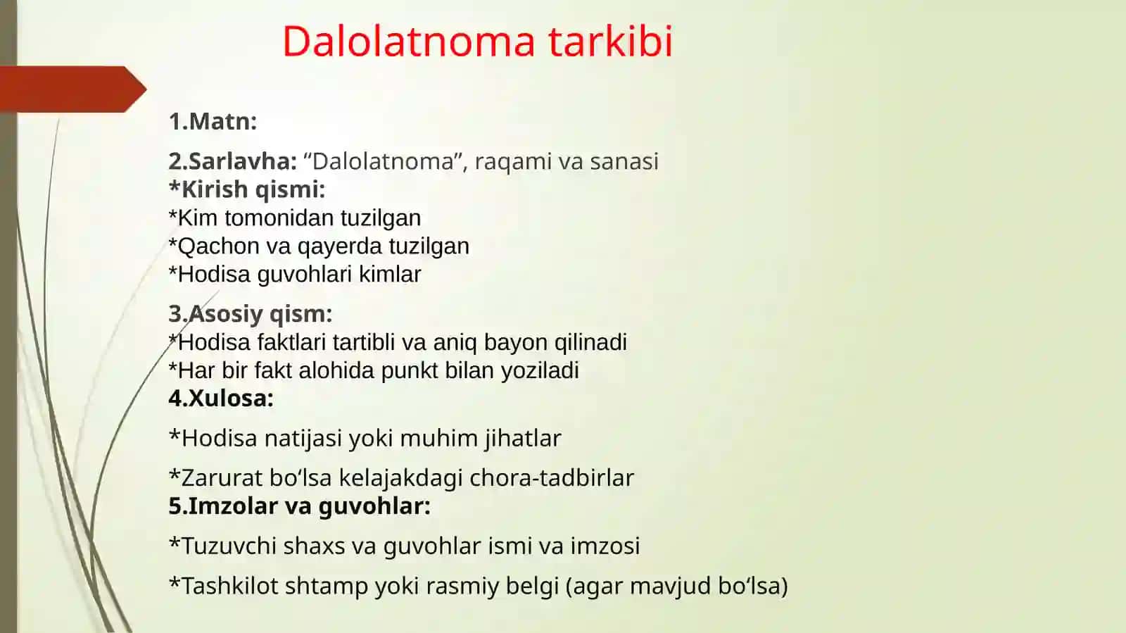 Dalolatnomaning yo'zilish tartibi 4