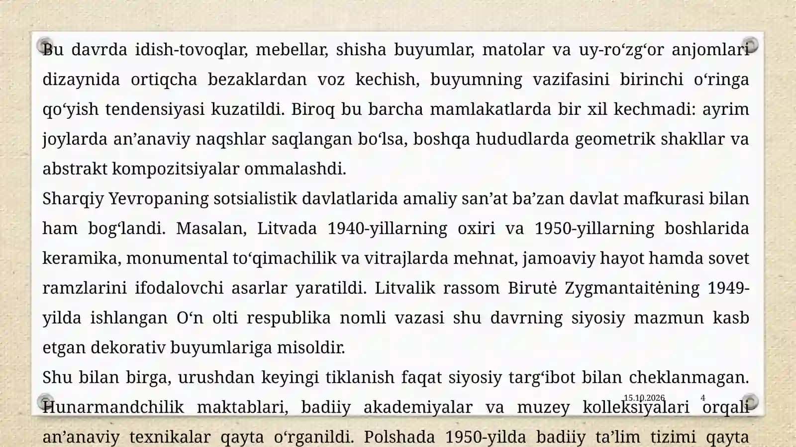 Urushdan keyingi davrda Jahon amaliy san‘ati 4