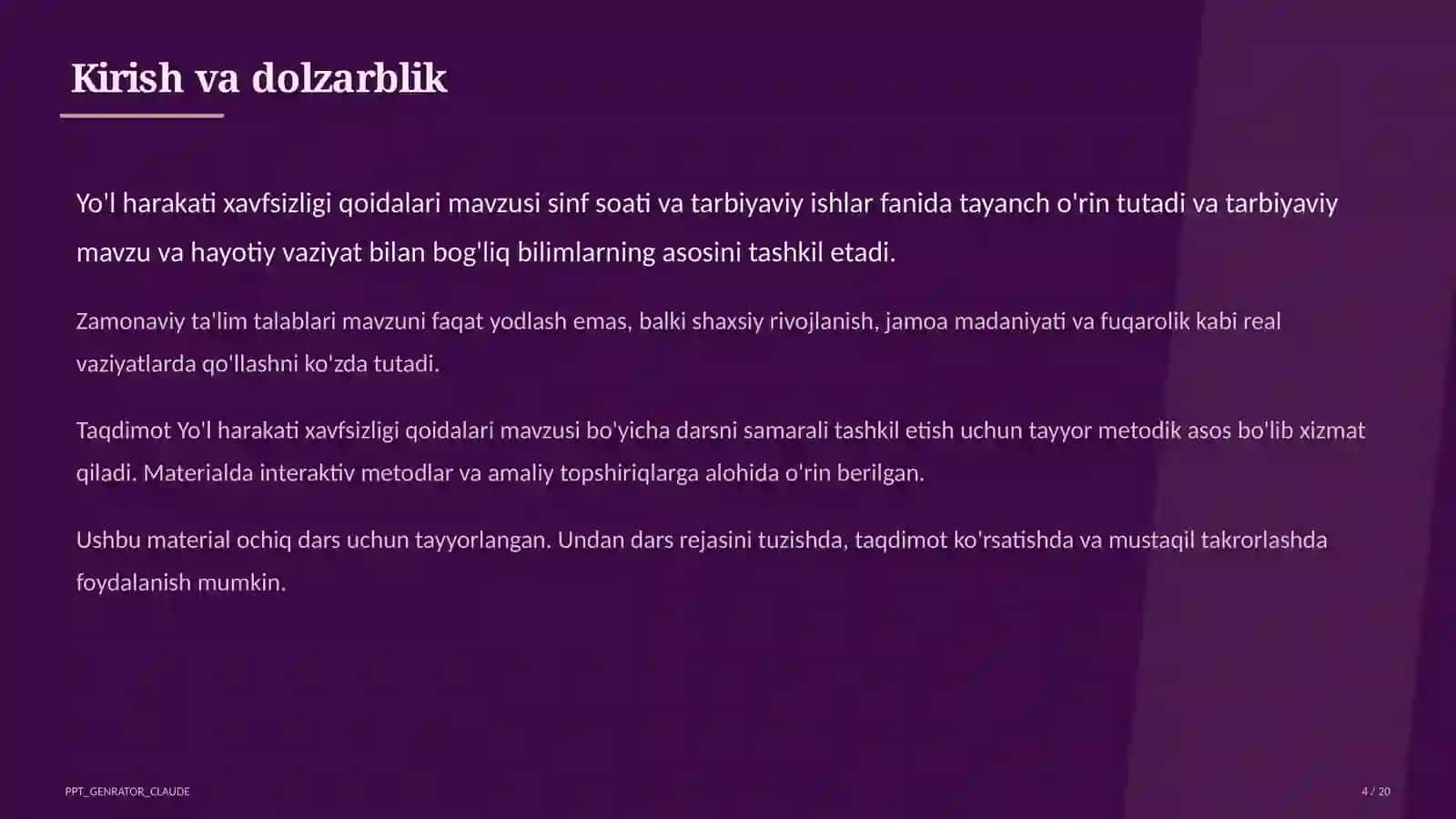 Yo'l harakati xavfsizligi qoidalari 4