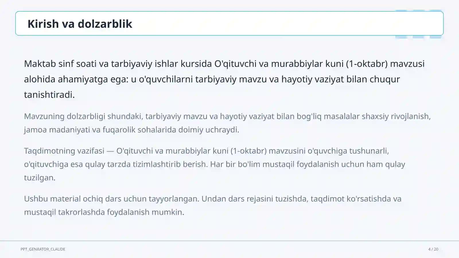 O'qituvchi va murabbiylar kuni (1-oktabr) 4