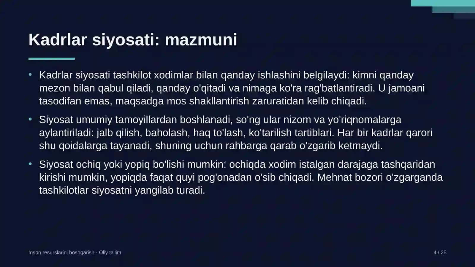 Davlat fuqarolik xizmatida kadrlar siyosati 4