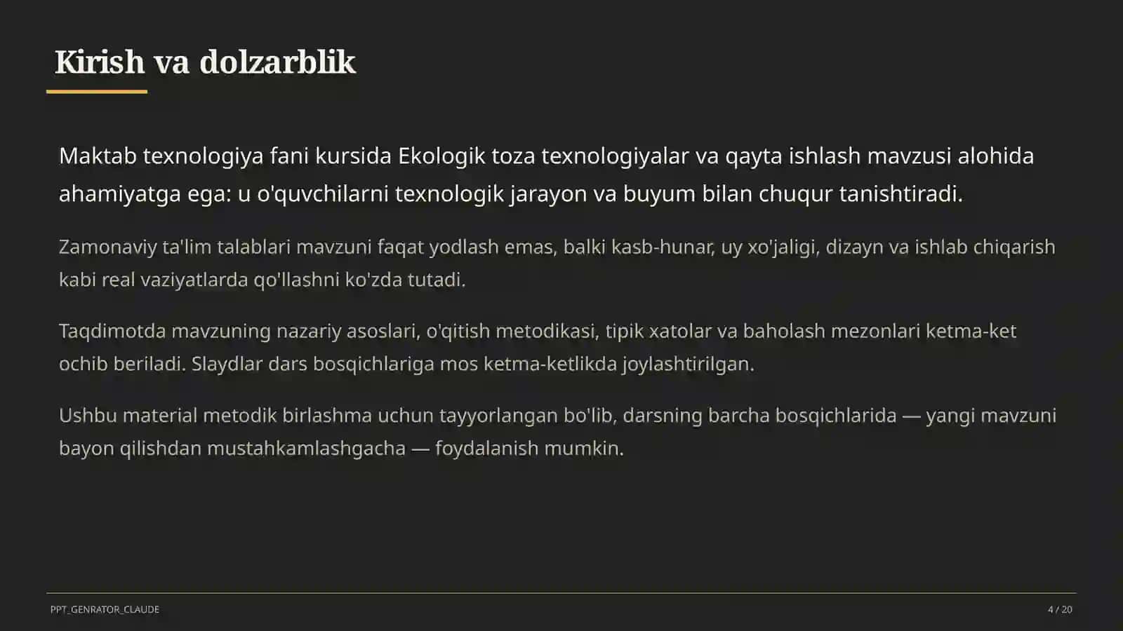 Ekologik toza texnologiyalar va qayta ishlash (11-sinf) 4