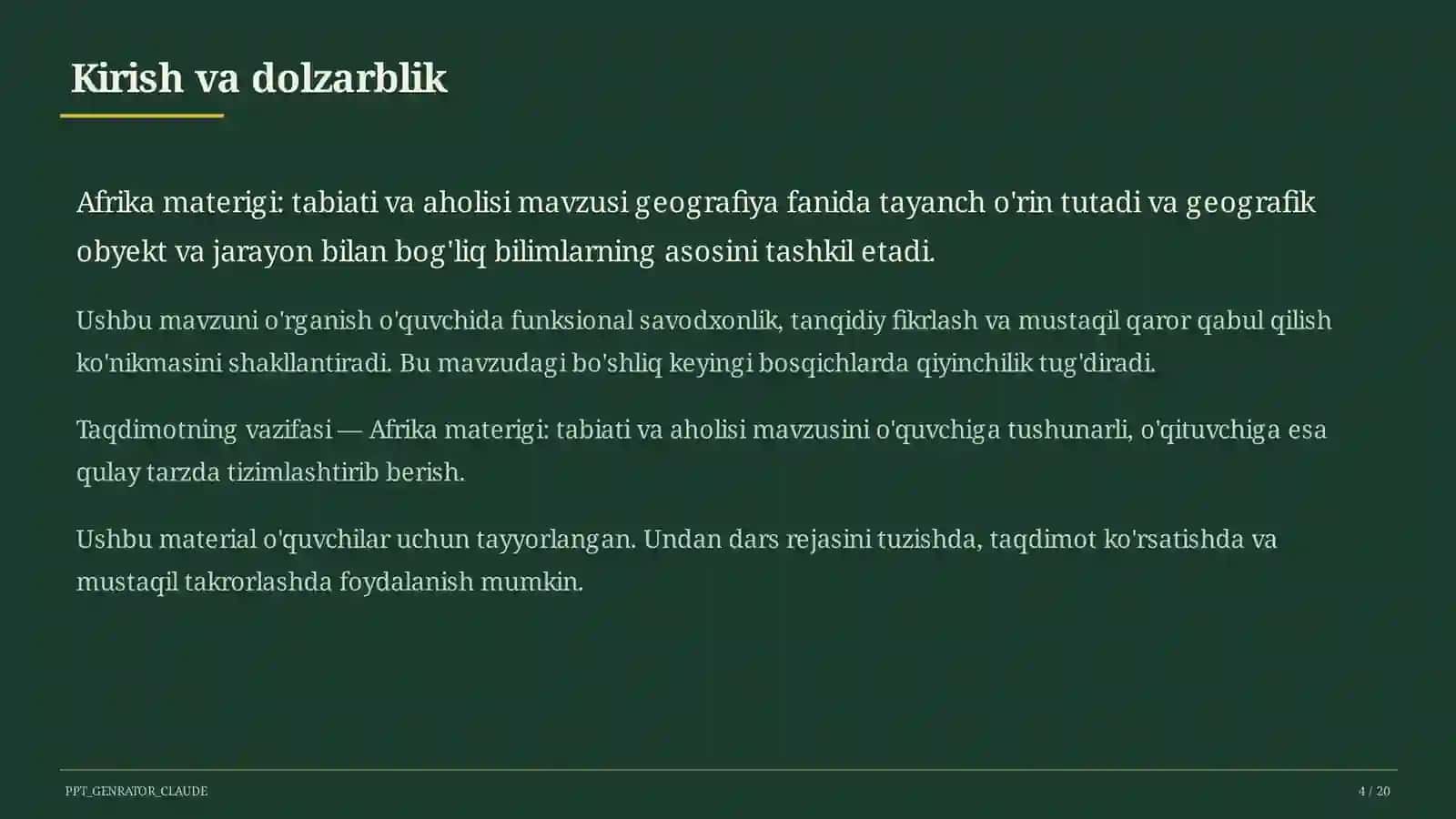 Afrika materigi: tabiati va aholisi (7-sinf) 4