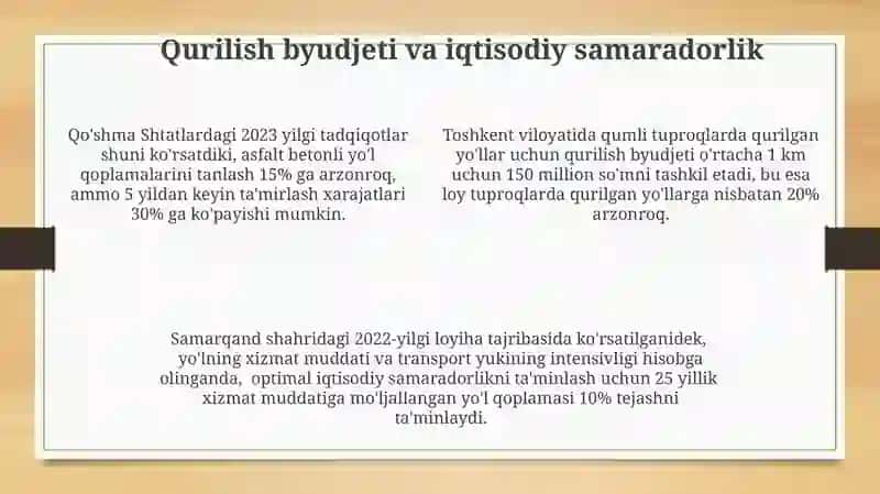 Hududiy sharoitdan kelib chiqib yoʻl toʻshamasi konstruksiyalarini tanlash tamoyillari 4
