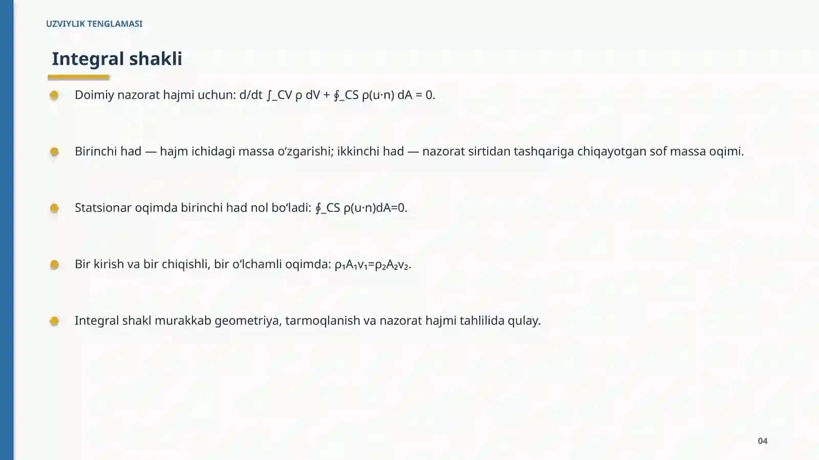 UZVIYLIK TENGLAMASI 4