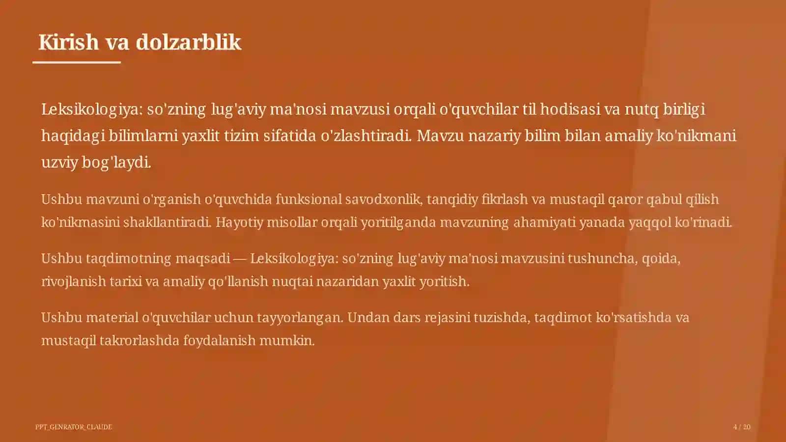 Leksikologiya: so'zning lug'aviy ma'nosi (5-sinf) 4