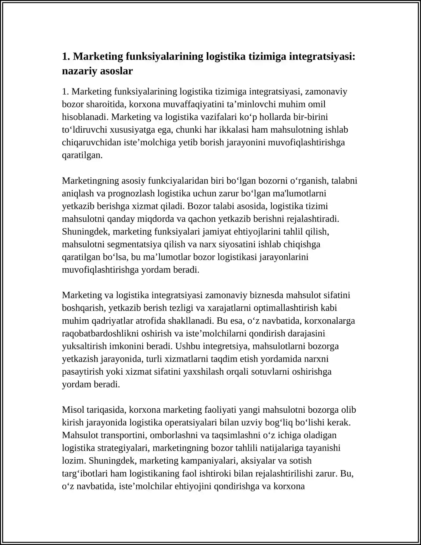 MARKETING FUNKSIYALARINING LOGISTIK FUNKSIYALARGA AYLANISH TENDENQIYALARI 4