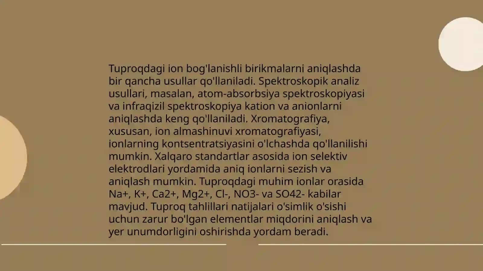 Tuproq va suvning ifloslanishida ion bog'lanishli birikmalarni aniqlab ulardan tozalash g'oyasini ishlab chiqish 4