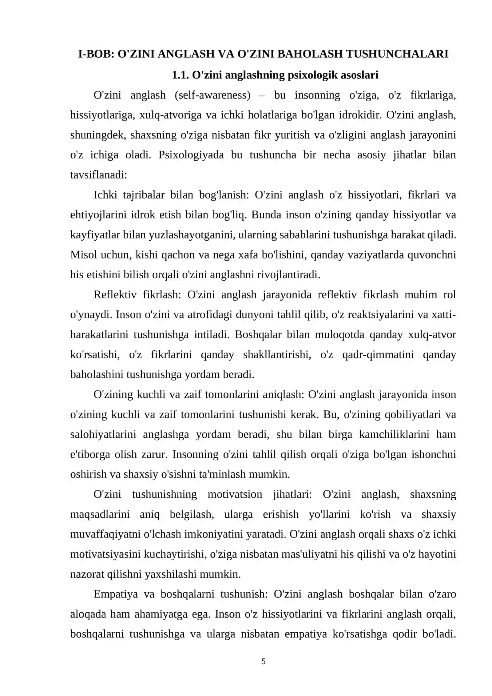 O'ZINI ANGLASH VA O'ZINI BAHOLASHNI RIVOJLANITIRISHGA QARATILGAN PSIXOTEXNIK MASHQLAR 4
