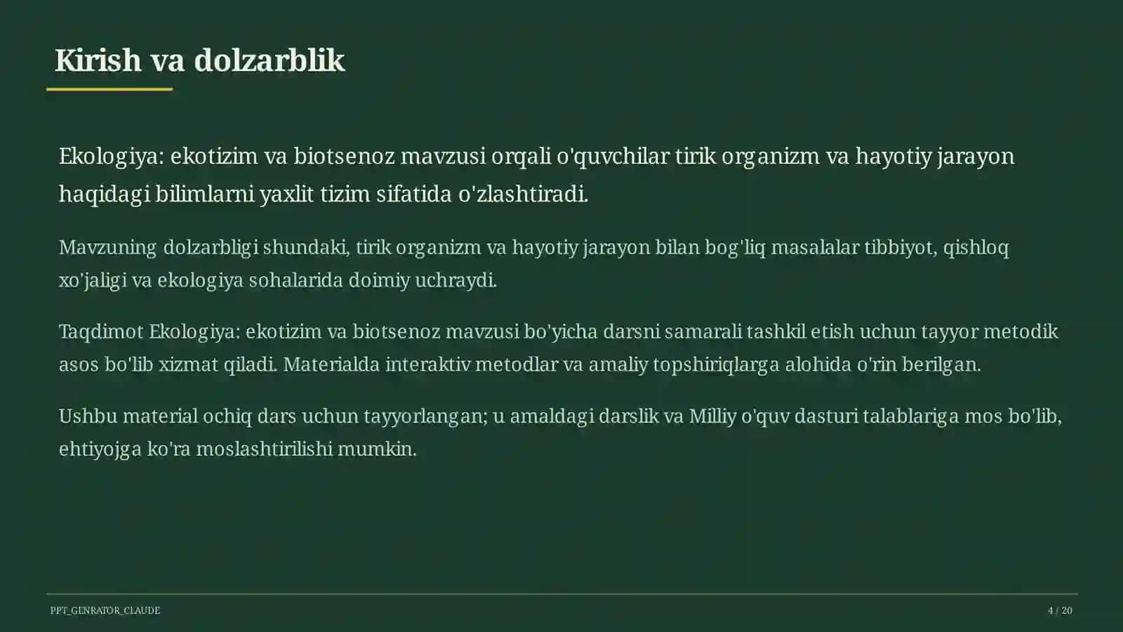 Ekologiya: ekotizim va biotsenoz (10-sinf) 4