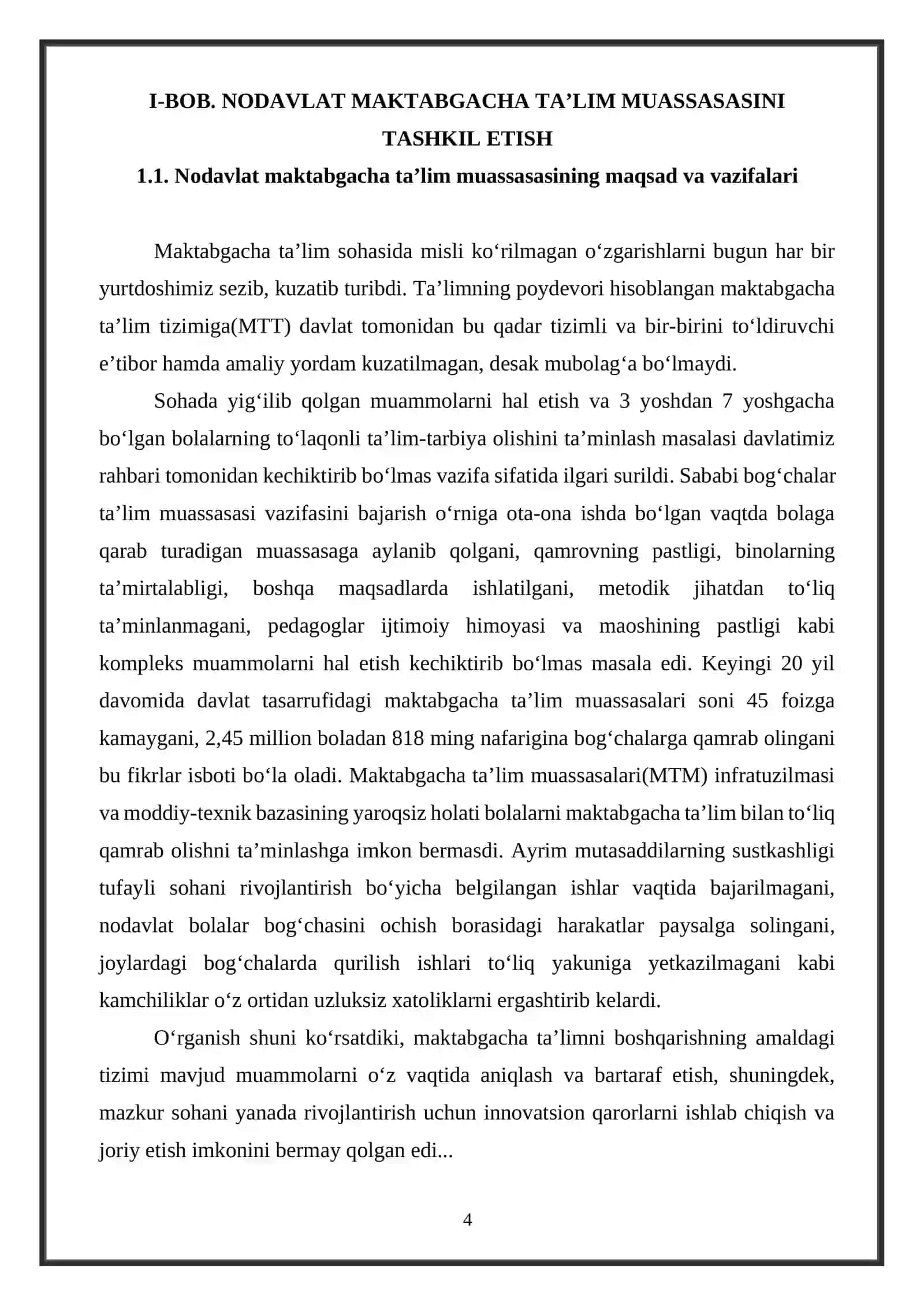 Nodavlat maktabgacha taʼlim muassasalarini boshqaruv chizmasini ishlab chiqish 4