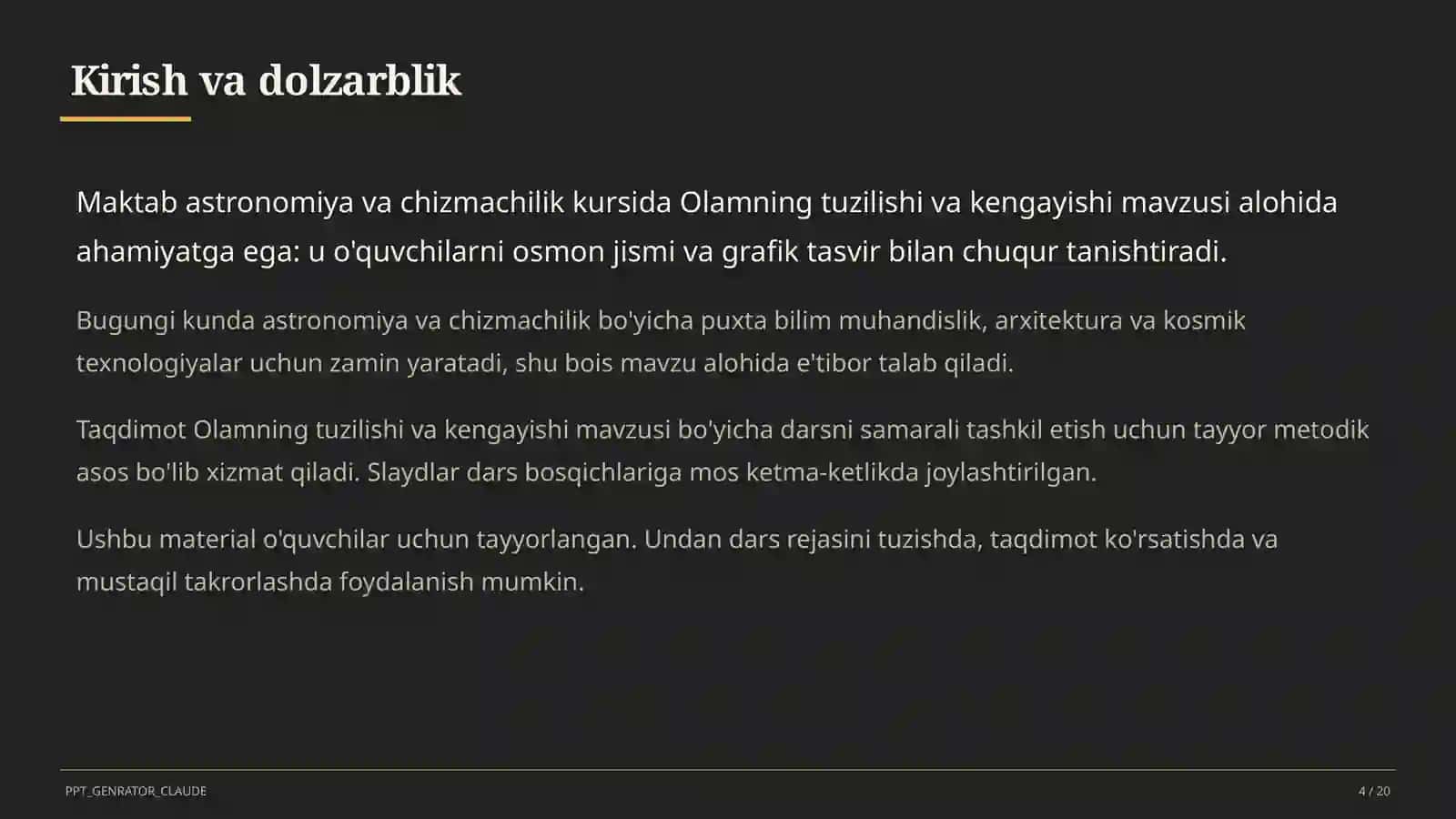 Olamning tuzilishi va kengayishi (11-sinf) 4