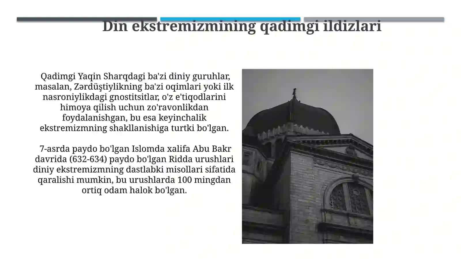 Diniy fanatizm, fundamentalizm va terrorizmning tarixi va hozirgi davrda xavfsizlikka tahdidi 4
