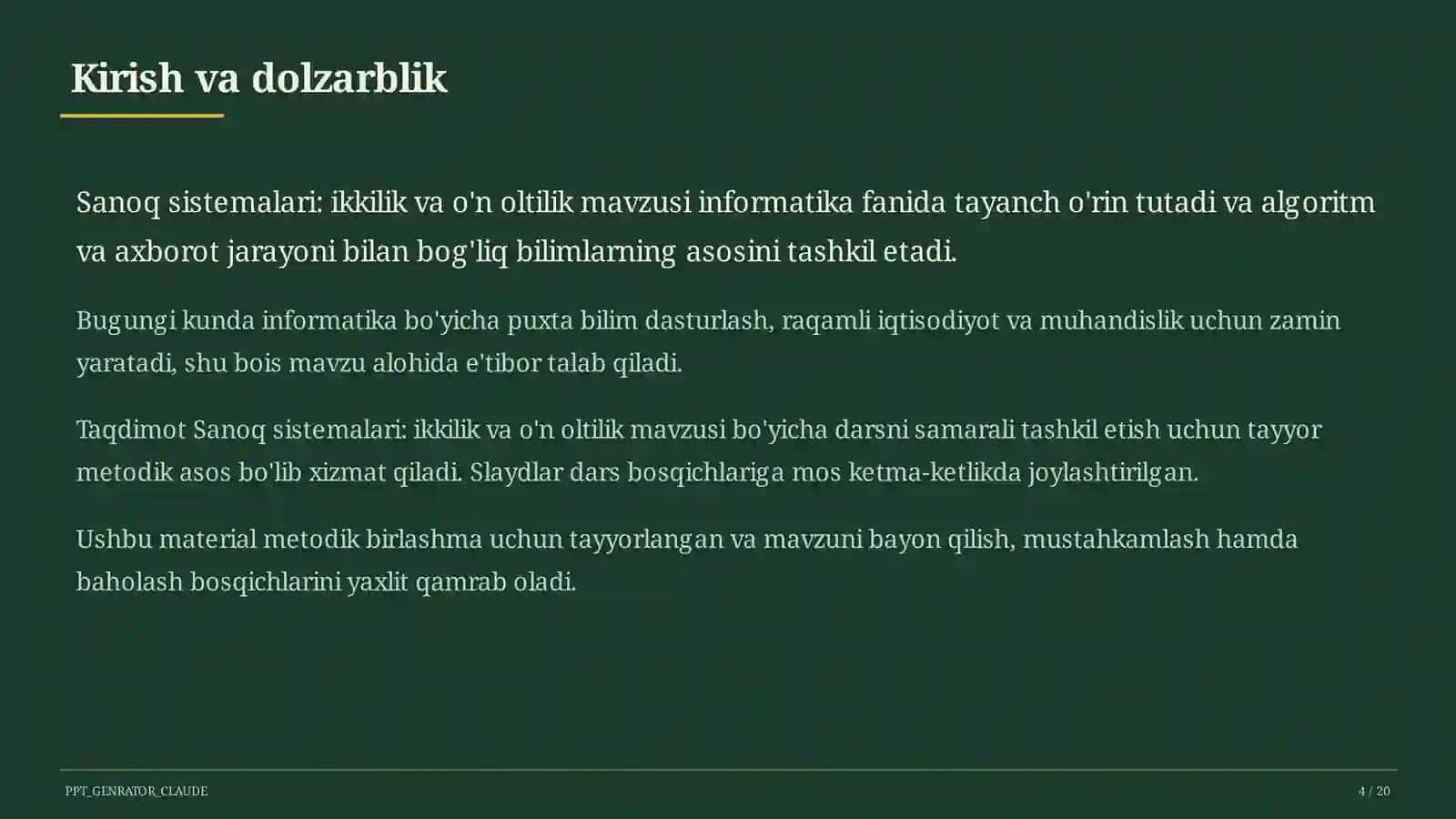 Sanoq sistemalari: ikkilik va o'n oltilik (7-sinf) 4