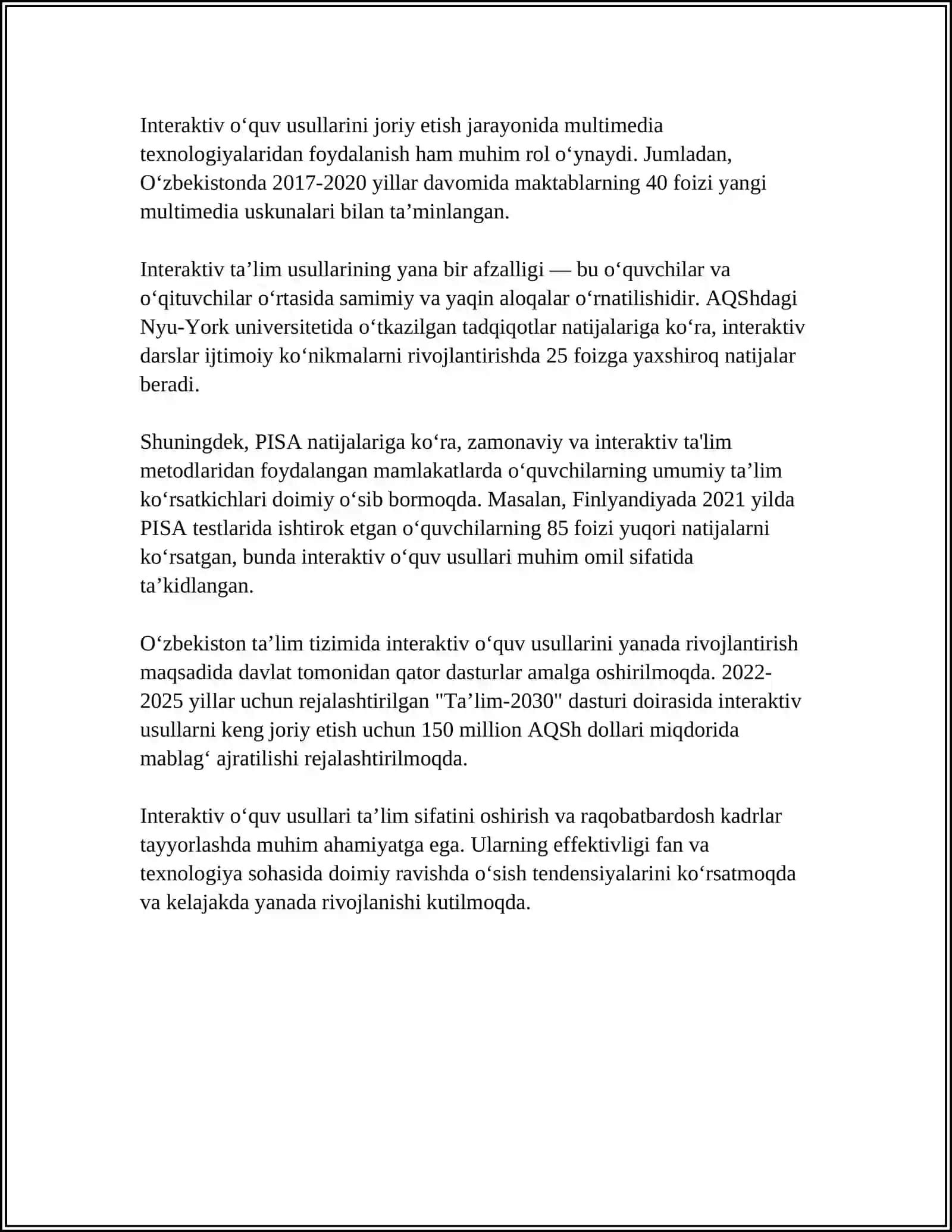 ONA TILI VA ÒQISH SAVODXONLIGI DARSLARIDA QÒLLANILADIGAN INNOVATSION PEDAGOGIK TEXNOLOGIYALAR 4