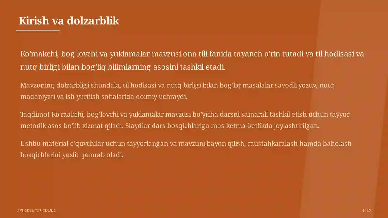 Ko'makchi, bog'lovchi va yuklamalar (7-sinf) 4