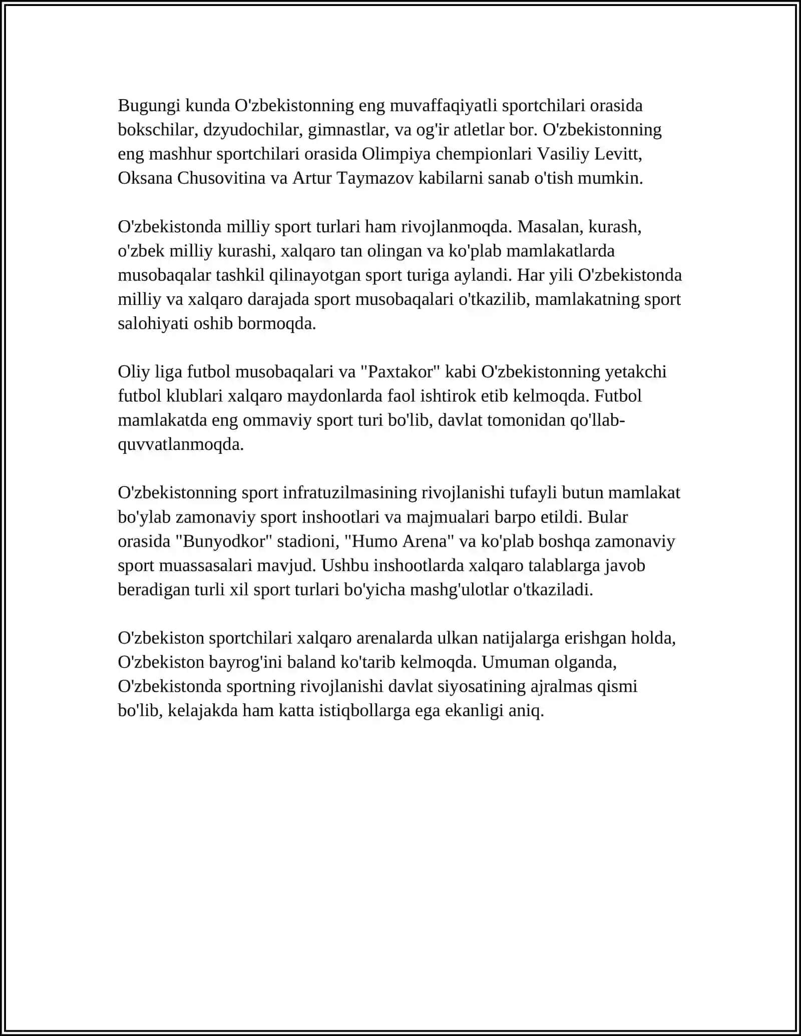 REFERAT: O'ZBEKISTONDA SPORT 4