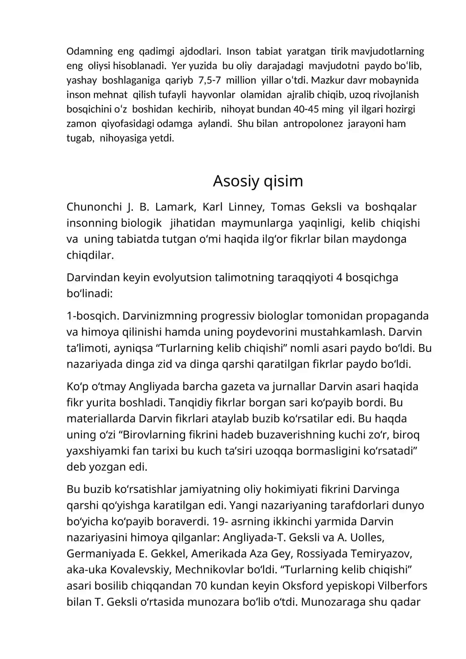 « Ilk inson ajdodlarining flora va faunadagi o'rni » 4