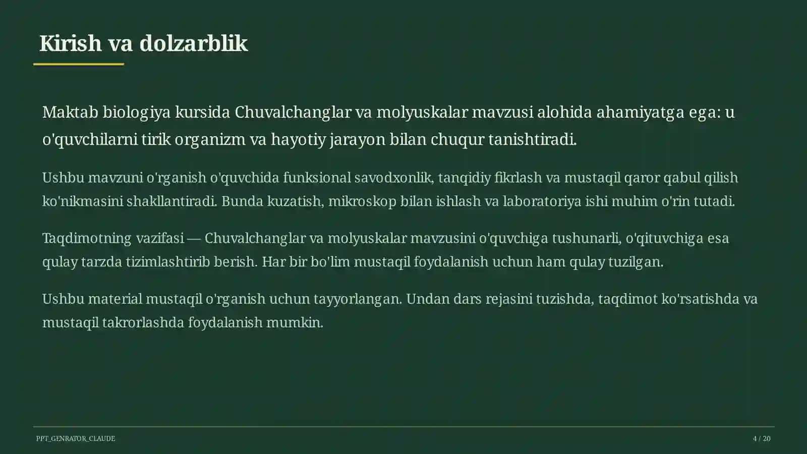 Chuvalchanglar va molyuskalar (7-sinf) 4