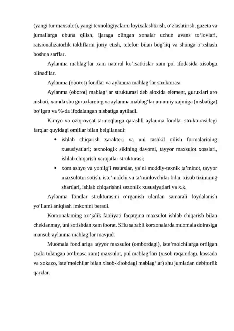 Korxonaning aylanma kapitali 4