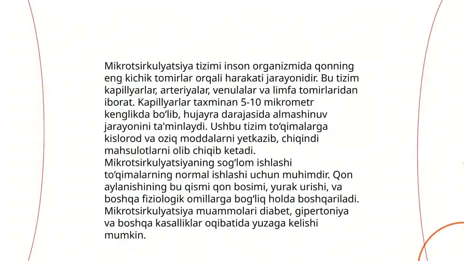 Arterial qon bosimi. Mikrotsirkulyasiya tizimi. Qon tomirlar tonusini boshqarilishi 4