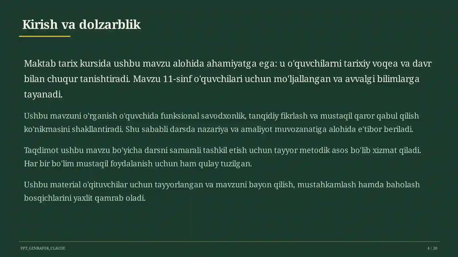 Mustaqil O'zbekistonning davlat ramzlari va Konstitutsiyasi (11-sinf) 4