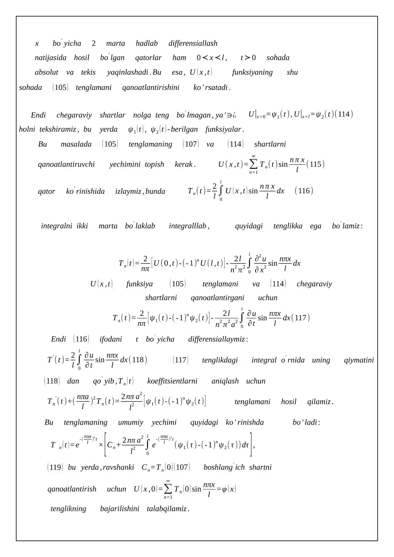 Bir o'lchovli issiqlik o'tkazuvchanlik tenglamasi 4