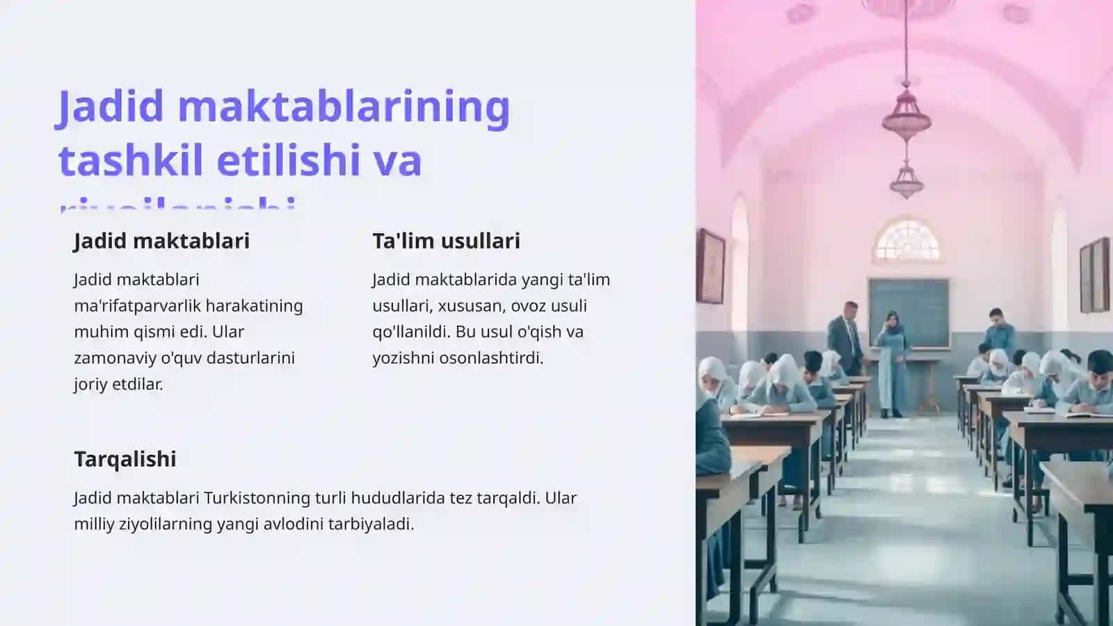 XIX ASRNINGII-YARMI– XX ASRNINGI-CHORAGIDATURKISTON O`LKASIDA TARBIYA, MAKTAB VA PEDAGOGIK FIKRLAR 4